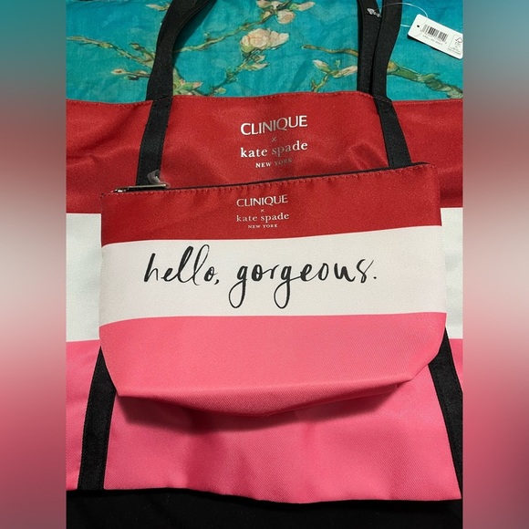 Kate Spade + Clinique ‘Hello Gorgeous’ tote and cosmetic bag set, NWOT - Picture 3 of 6